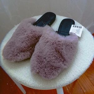 Urban Outfitters furry mule slides